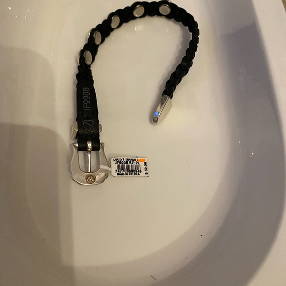 Brighton Daisy Bandit Black Leather Bracelet with Silver coated accents - Picture 4 of 4